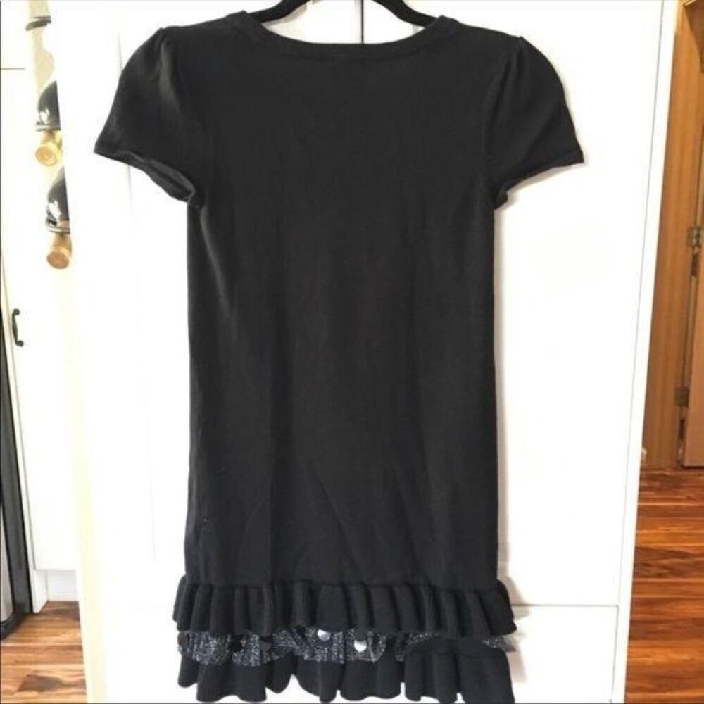 The Children’s Place Black Knit Dress Short Sleeves Ruffle Size 10 12 Celebratio - Picture 3 of 8